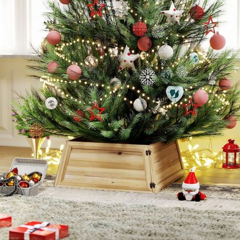 Cache-pied sapin 65x65 cm bois naturel rustique HAVRYA (1/5)