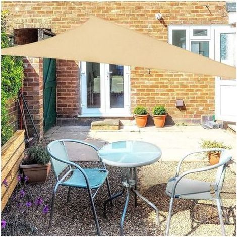 Voile d'ombrage Triangle 3x3x3m Jaune Sable Voile de Soleil Imperméable Une Protection des Rayons UV à 95% pour Extérieur Terrasse Jardin Camping Fête Piscine avec Cordes (1/3)