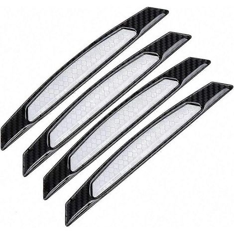 Protections de bord de portière latérale de voiture, bandes réfléchissantes en fibre de carbone, autocollants anti-rayures, 4 pièces (argent) (1/5)