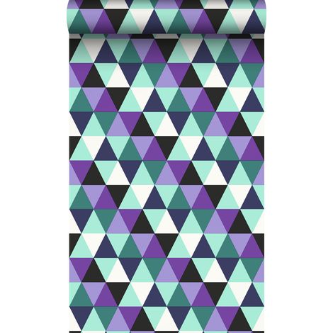 papier peint triangles violet et bleu azur lumière - Origin Wallcoverings (1/5)