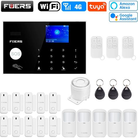 (Pack 6) Système d'alarme sans fil intelligent Wi-Fi 4G, système antivol et de sécurité pour la maison, avec capteur (1/5)