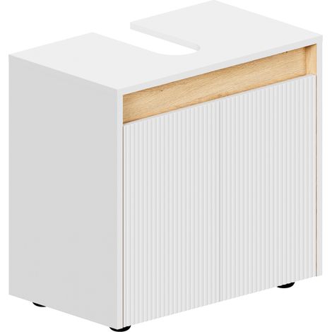 BERNSTEIN - Mueble lavabo encimera MDF Blanco mate 60x35x54cm (LxAnxAl) + 2 puertas - BELDIVO Blanco mate