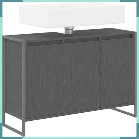 886480 Cabinet de salle de bain avec porte Chêne noir 90 x 30 x 60 cm (1/5)