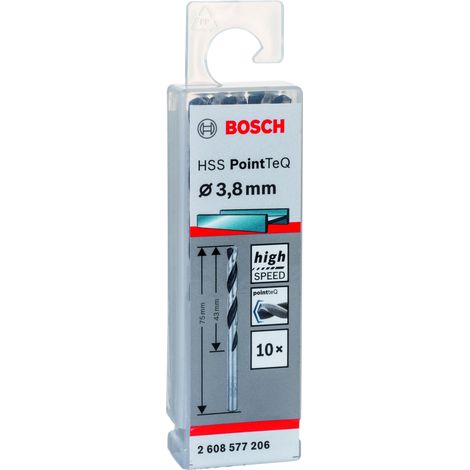 Foret hélicoïdal en métal HSS PointTeQ, DIN 338, 3,8 mm, lot de 10