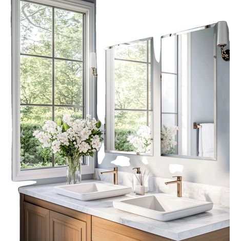 Miroir de Salle de Bain, Design Sans Cadre, Style Moderne, 40X28 pouces (1/2)