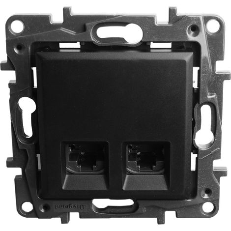 Double prise réseau RJ45 CAT.6 FTP noire (1/5)