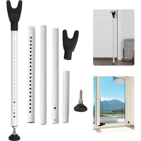 Barre de sécurité de porte réglable, sécurité télescopique sans perçage, butée de porte avec base antidérapante, protection anti-effraction pour portes et portes coulissantes, protection (1/5)