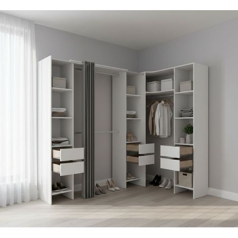 Guardaroba Grande - 13 Ripiani Appendiabiti, Bianco, -, 234x205h cm Rhabdodon