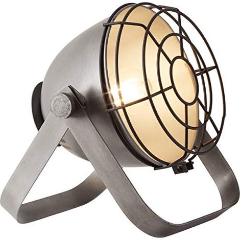 Brilliant Bo - Lampada da tavolo 32 cm, griglia orientabile, effetto acciaio spazzolato, 1 x E27 [Classe di efficienza energetica A++] (1/4)