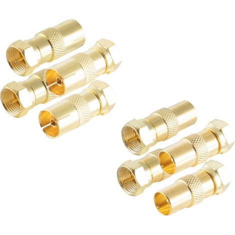 Shiverpeaks BS15-301114 Set d'adaptateur F-coaxial doré Connexions: Fiche mâle F, Prise femelle F, Prise coaxiale IEC,