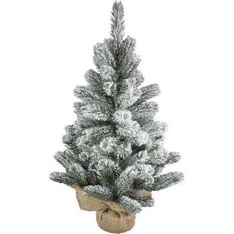 Sapin artificiel - artplants - INNSBRUCK - 45cm - Sac en jute - Neige blanche (1/5)