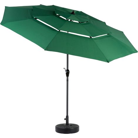Sombrilla de patio inclinable de 3 niveles 10 ft de aluminio y poliéster 180 g verde oscuro HOMVRA (1/5)