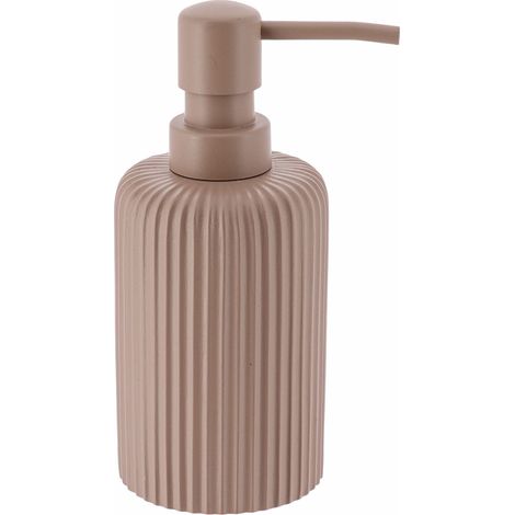 Dispenser di sapone in poliresina a righe arrotondate 230 ml - cappuccino - Tendance (1/5)