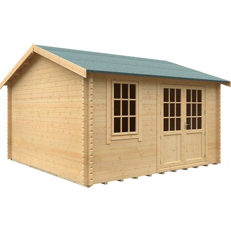 14x14w The Henley Plus 44mm Cabin - L415 x W415 x H293.2 cm - Solid Wood/Softwood/Pine - Natural