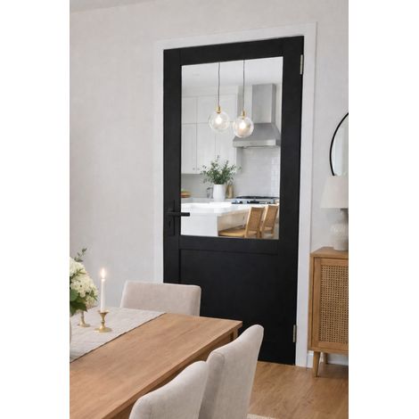 Blocco porta officina nero senza montante H204 x L73 Dimensioni tavolo a spinta sinistra + maniglia