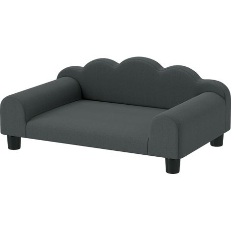 Divanetto per cani 66 x 42 x 28.5 cm schienale e braccioli di supporto seduta imbottita moderno in velluto grigio scuro 210007376