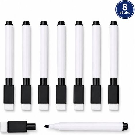 Set de 8 marqueurs tableau blanc – Magnétiques – Effaçables à sec – Noir – Bureau (1/5)