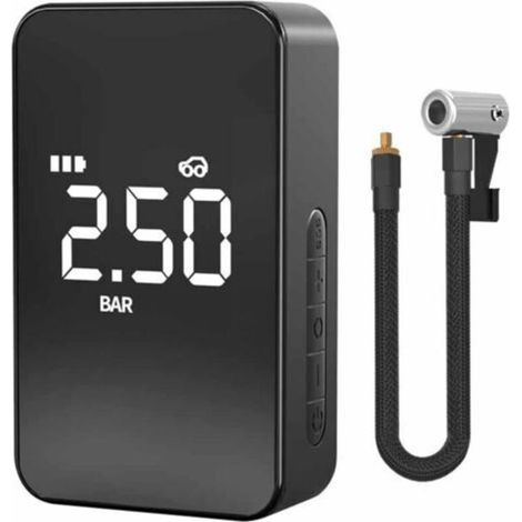 Compresseur d'air, gonfleur de pneu de voiture enfichable filaire, pompe à vélo, 5 modes de gonflage, affichage numérique, écran LCD numérique, lumière LED et port USB, adapté aux motos, scooters, voi