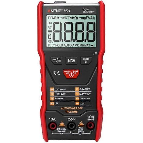 Multimètre M21 6000 points, mesure de la valeur efficace vraie (True RMS), testeur de transistors et capacimètre (1/5)