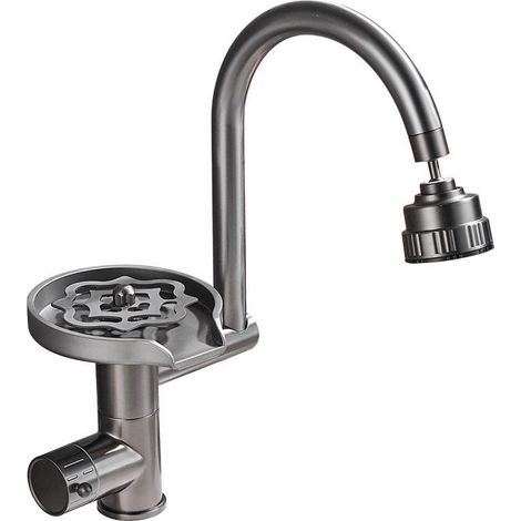 Mitigeur de Cuisine, Robinet Mitigeur Cuisine avec Rince Verre Evier Mitigeur Evier Cuisine Rotation à 360° ,Gris (1/3)