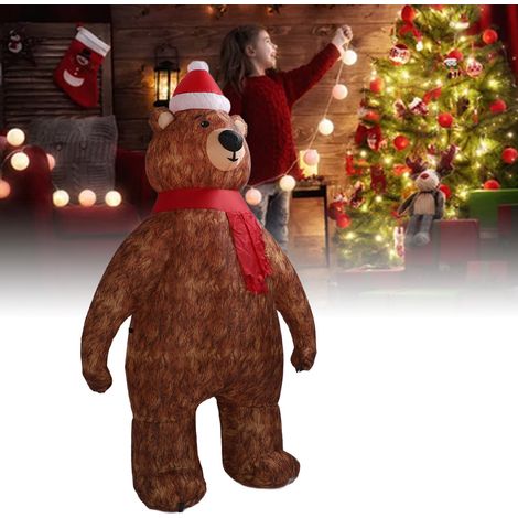 Ours de Noël gonflable de 2,1 mètres, décoration de jardin, accessoire de Noël, norme européenne 220 V (1/5)
