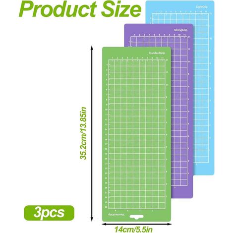 Schneidematte für Cricut Joy, 3er-Set (30,5 x 11,4 cm), Zubehör für Plotter und Schreibmaschinen, Ersatzkleber (StandardGrip/LightGrip/StrongGrip) (1/4)