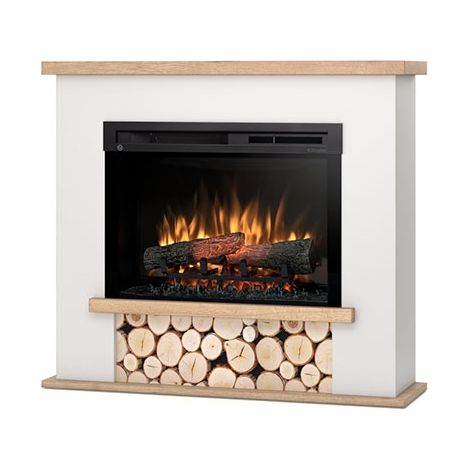 Caminetto Elettrico A Libera Installazione A LED - 26" - Bianco opaco / Rovere chiaro - 100 x 88 x 28 - TULA (1/5)