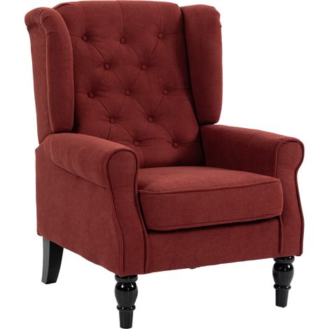 Fauteuil de chambre en velours glacé avec large assise et pieds en bois d'eucalyptus, rouge vin (1/5)