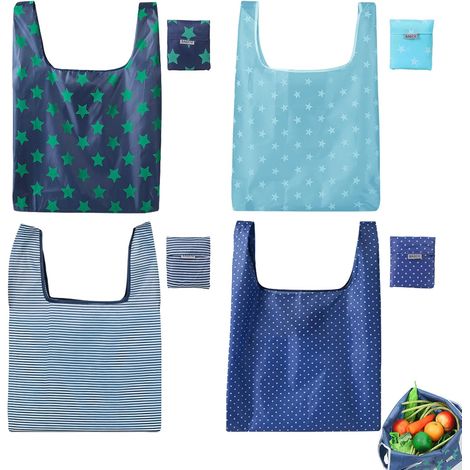 4 Pièces Sac Courses Réutilisable, Sac de Shopping Pliable, Sac à Provisions Légers Portables, Sac Cabas Courses Écologique Sacs de Courses et Cabas Adapté à un Usage Quotidien Aux Voyages (1/5)