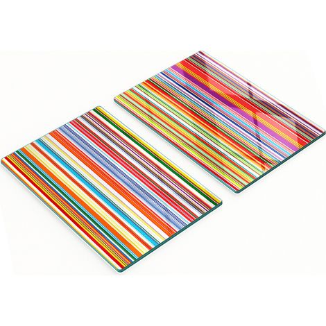 Tablas decorativas de vidrio para cortar y servir, rayas de colores, 2 x 40 x 52 cm (1/5)