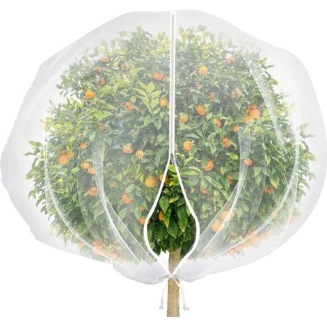 Insect and bird protection net with zipper and drawstring, for vegetables, fruits, flowers, and shrubs.
