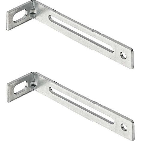 Équerre de fixation étagère acier chromé à visser 100x28 mm – Trou oblong 8 mm – Pour assemblage bois meuble lit table armoire (1/5)