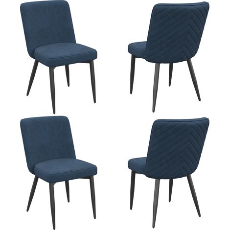 Set di 4 sedie da pranzo 45,5x43,5x85 cm in velluto, sedie da cucina con schienale alto e confortevole per ufficio, sala da pranzo, soggiorno, cucina, camera da letto, blu scuro