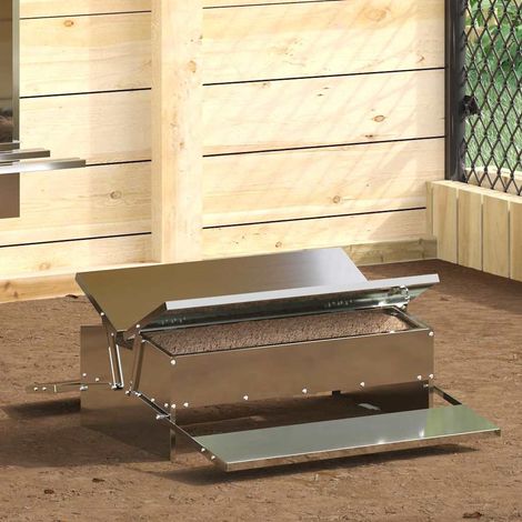 vidaXL  Chicken Treadle Feeder  Silver 75 x 53 x 20.5 cm