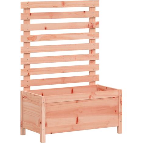Jardinière bac lit surélevé plantes fleurs terrasse jardin avec support 79 x 39,5 x 114 cm bois massif douglas marron