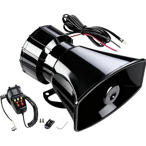 WIYETY Sirena della polizia a 7 toni, clacson per auto, avvisatore acustico da 120 dB, sirena a 12 V, clacson con altoparlante potente e telecomando, clacson per auto, sistema (1/5)