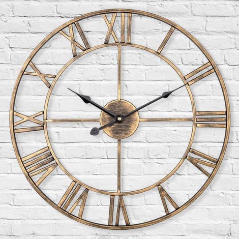 Horloge Murale Squelette - Métal - 40 cm - Chiffres Romains - Silencieuse - Intérieur - 1 Pièce (1/5)