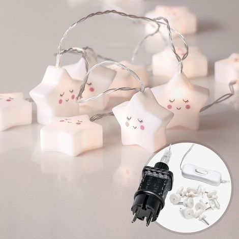 Sternen-Lichterkette für Kinderzimmer – 6 Meter & 20 warmweiße LEDs  Mit Stecker  Lichterkette fürs Schlafzimmer  Lichterkette für drinnen  Lichterkette zur Dekoration [Energieklasse] (1/5)
