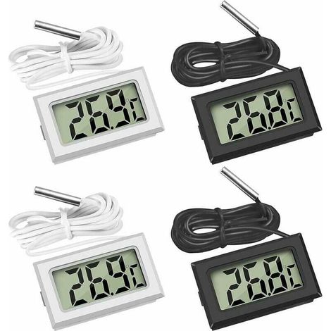 Mini Digital LCD Thermomtre Temprature avec Sonde de Temprature Capteur Testeur ,(2X Noir 2X Blanc) (1/4)
