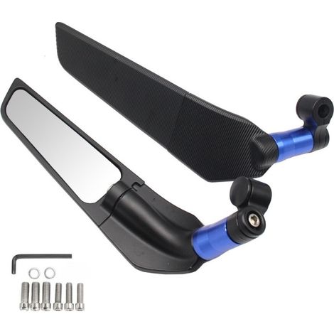 rétroviseurs latéraux pivotants universels pour moto, modifiés et orientables à 90°, avec aileron anti-vent. (1/5)