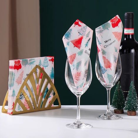 Serviettes De Table Noël - Arbre De Noël - Imprimé Double Face - Papier Épais 2 Plis - 37 x 28 cm - Vert - 20 Pièces (1/5)