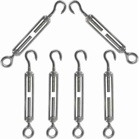 M5 Spanner, Kabelspanner, Haken und Öse, 304 Edelstahl, verstellbarer Spanner, Drahtspanner, verwendet zum Spannen von Stahldraht, Antenne, Wäscheleine, Kette, 6 Stück