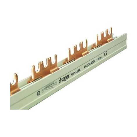 Barra colectora de peine de horquilla horizontal Hager 3P 10mm2 12M KDN363A