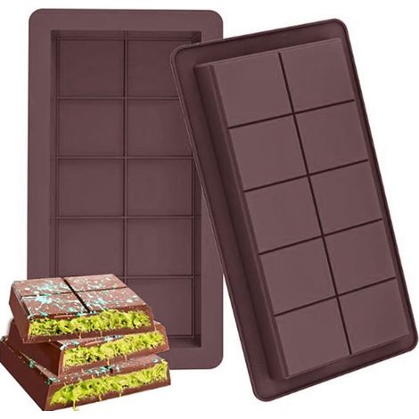2pcs Moule de chocolat de Silicone de Forme de barre de chocolat Pralinenförmchen Extra Profond Forme de Chocolat de Chocolat de Chocolat de Bonbons (1/5)