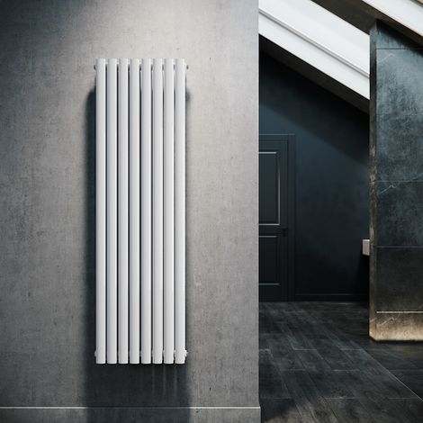 SONNI Radiador de Vertical Blanco Ovalado Radiador Centro Conexión Doble Capa 1600x475mm