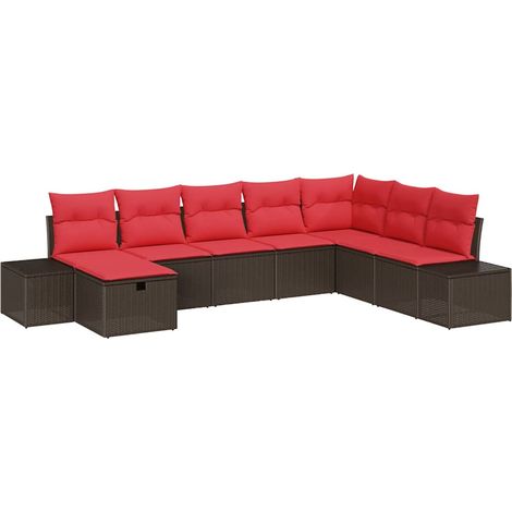 Gartensofa-set mit Kissen 8 pcs Braun Poly-Rattan vidaXL