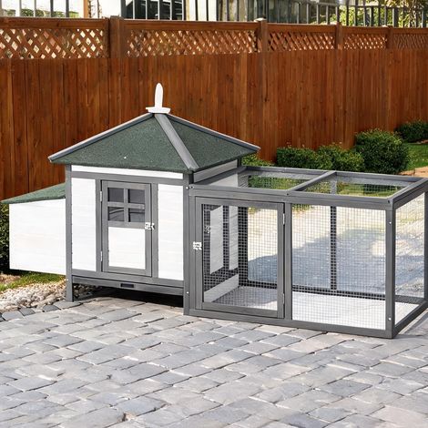 SunJet Poulailler, abri pour poules, cottage 196x76x97 cm, bois massif - Réf. 41OPXN8ZVERG (1/5)