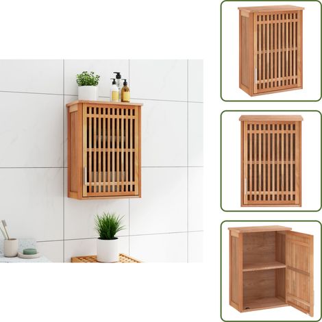 Armario de baño nogal - vidaXL Armario de baño para pared madera maciza de nogal 42x23x60 cm - Armario de baño con ventilación