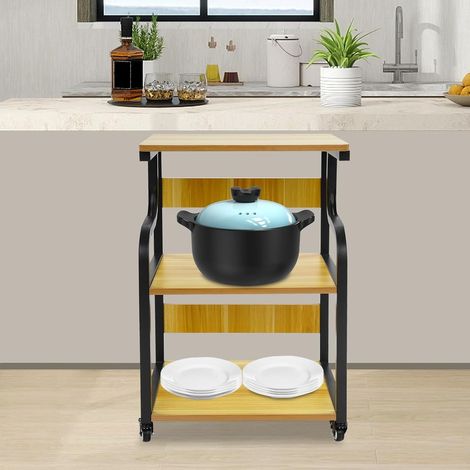 Table d'imprimante à 3 niveaux avec roulettes 50 x 40 x 74,5 cm - Support mobile pour imprimante - Grand chariot d'imprimante sur roulettes pour la maison, le bureau, rustique - Presse à chaud (1/5)