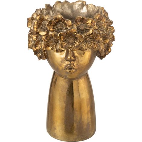 Cache-Pot Design Visage "Nebu" 35cm Or (1/4)